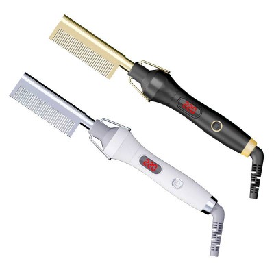 2 In 1 Hot Tool Hair Mirrors Straightener Electric Power Edge Comb Brush