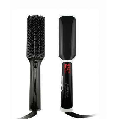 Amazon Hot Sell Hair Styling Tools Hair Straightener Brush LCD Ionic Electric Heated Hair Brush Comb