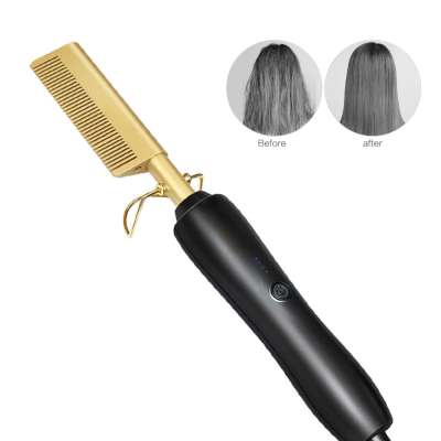 Wet And Dry Hair, Use Hair Curling Iron Straightener Comb Electric Environmentally Friendly Titanium Alloy Hair Curler Hot Comb/